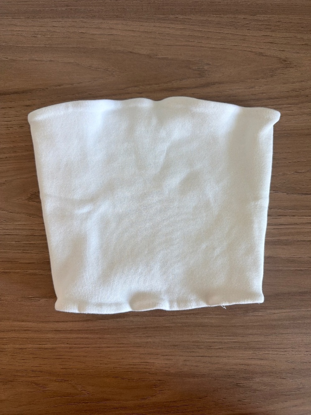 Zara White Ribbed Bandeau Top Size S